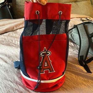 Angels Baseball Red and Navy Drawstring Backpack